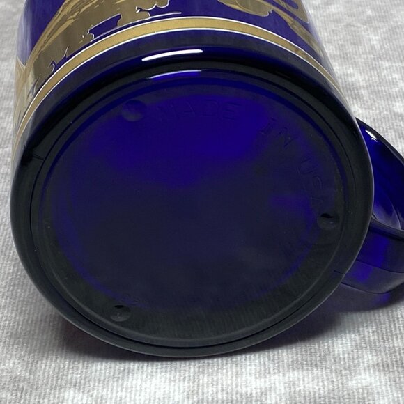Vintage Boeing Cobalt Blue Glass Mug With Gold Trim - Picture 8 of 13